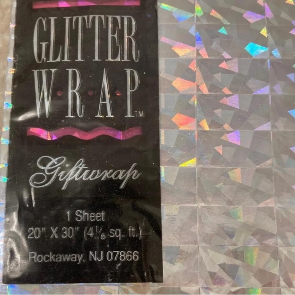 3/$15 Vintage 80’s, 90’s Silver Holographic Gift Wrap, Crafting, Retro Funky